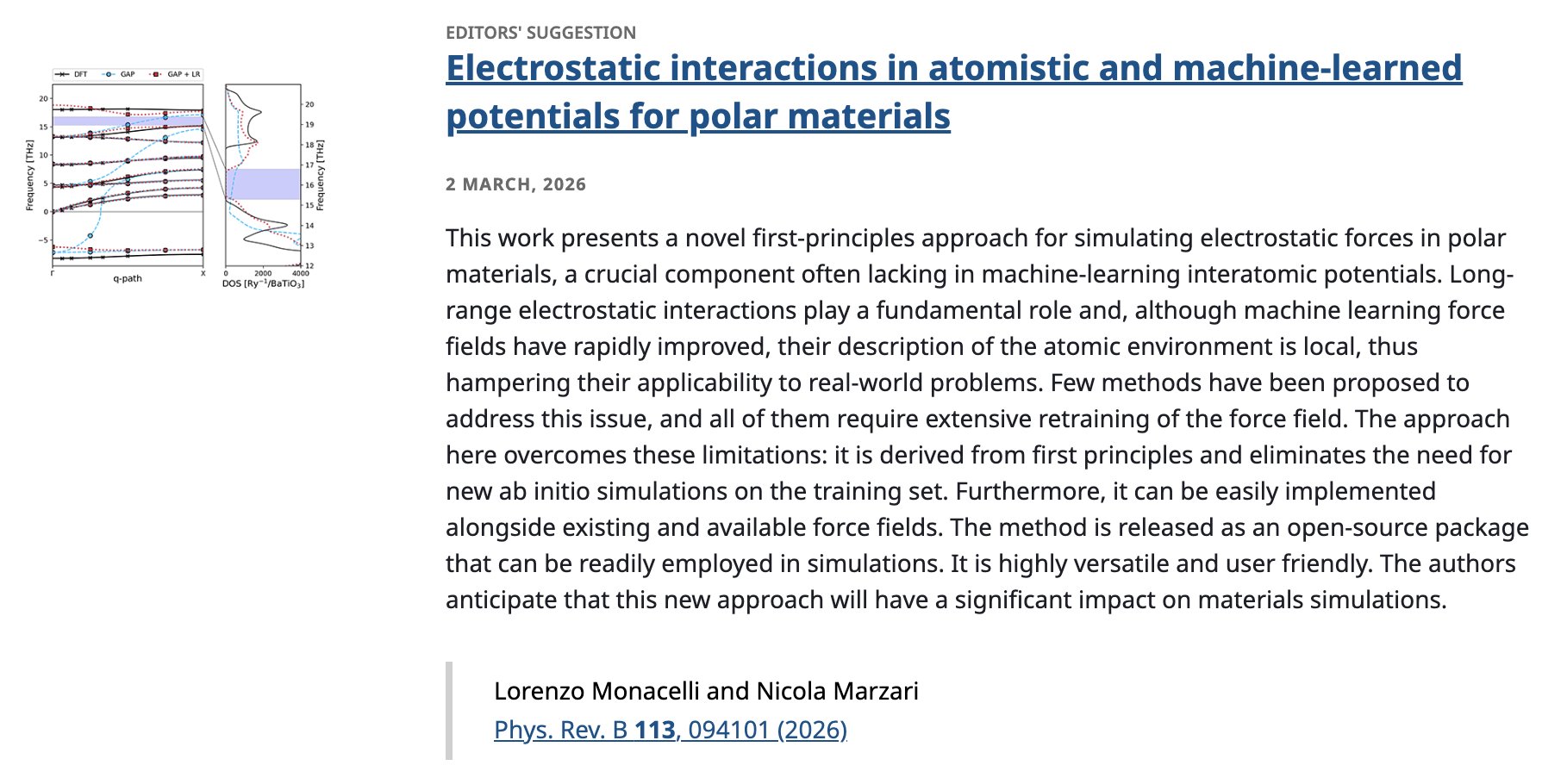 This work presents a novel first-principles approach for simulating electrostatic forces in polar materials, a crucial component often lacking in machine-learning interatomic potentials. Long-range electrostatic interactions play a fundamental role and, although machine learning force fields have rapidly improved, their description of the atomic environment is local, thus hampering their applicability to real-world problems. Few methods have been proposed to address this issue, and all of them require extensive retraining of the force field. The approach here overcomes these limitations: it is derived from first principles and eliminates the need for new ab-initio simulations on the training set. Furthermore, it can be easily implemented alongside existing and available force fields. The method is released as an open-source package that can be readily employed in simulations. It is highly versatile and user friendly.