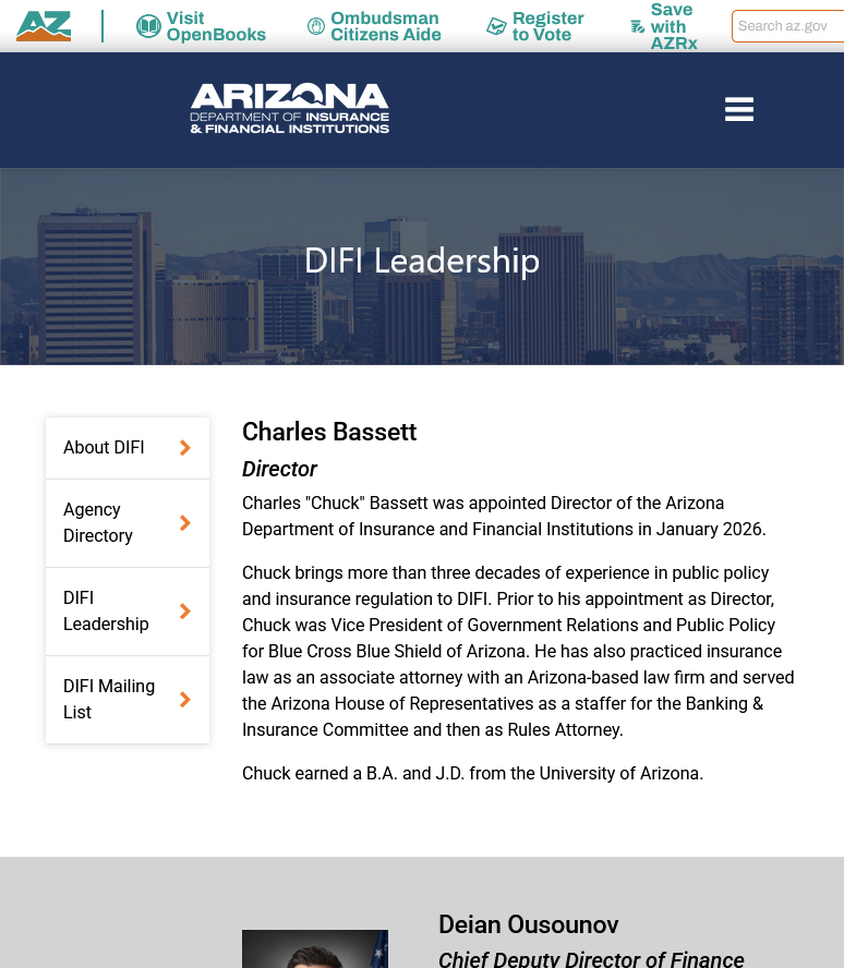 Information in the internet domain az.gov