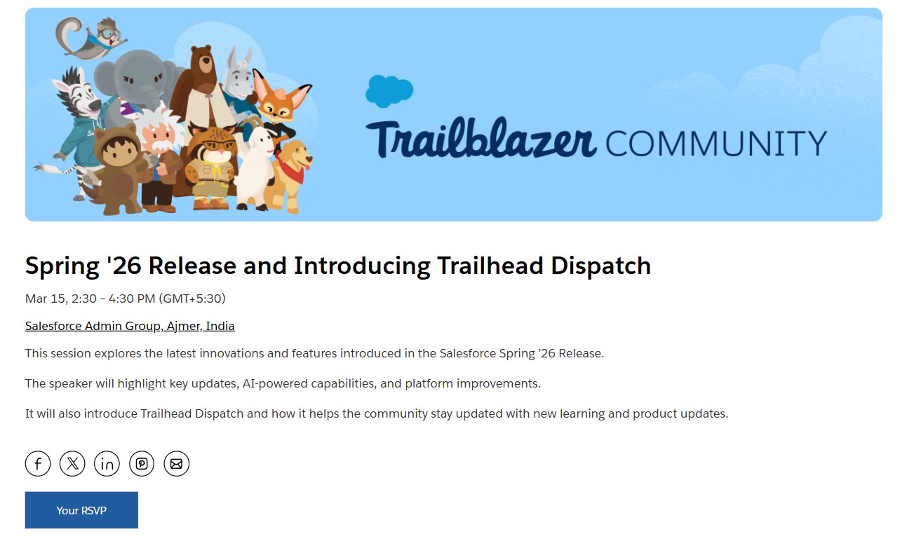 Join us for an exciting session and discover how these new updates can help admins, developers, and users work smarter and stay ahead.
The event will also include an interactive quiz where participants can test their knowledge and win fun rewards.
Don’t miss this opportunity to learn, connect, and enjoy with the community! 🚀✨
RSVP Url 👇
https://lnkd.in/gWupXBBu