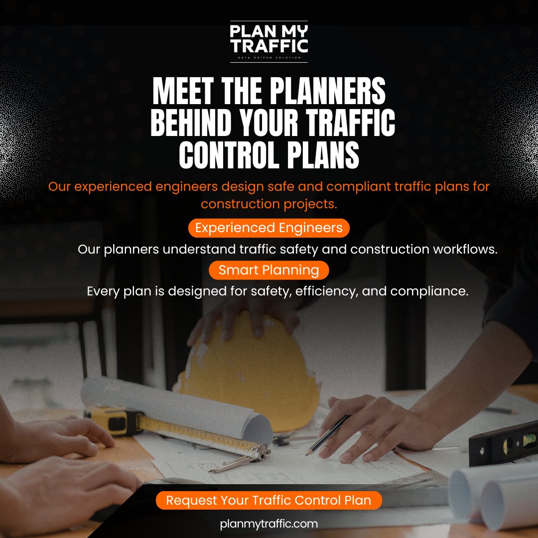 Engineering team planning a traffic control plan for a construction work zone project