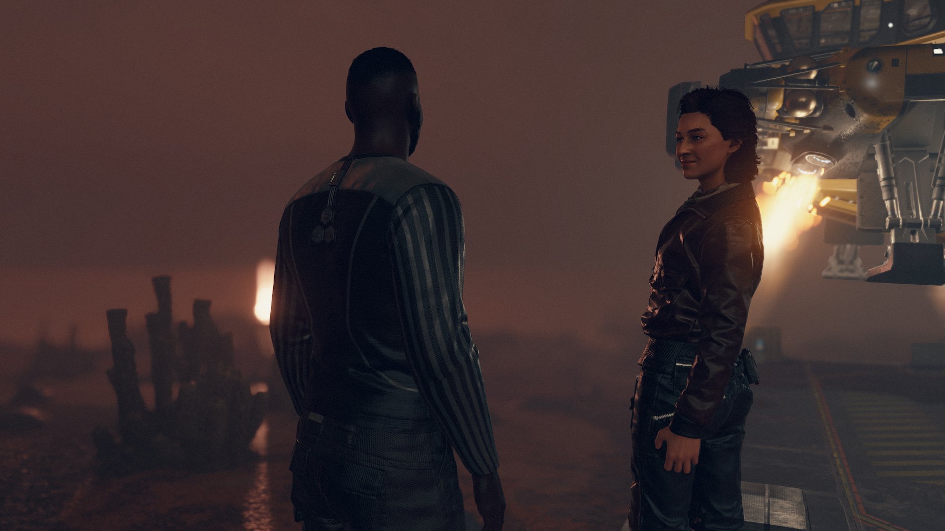 Starborn captain and crew at Outpost in Microsoft's Starfield