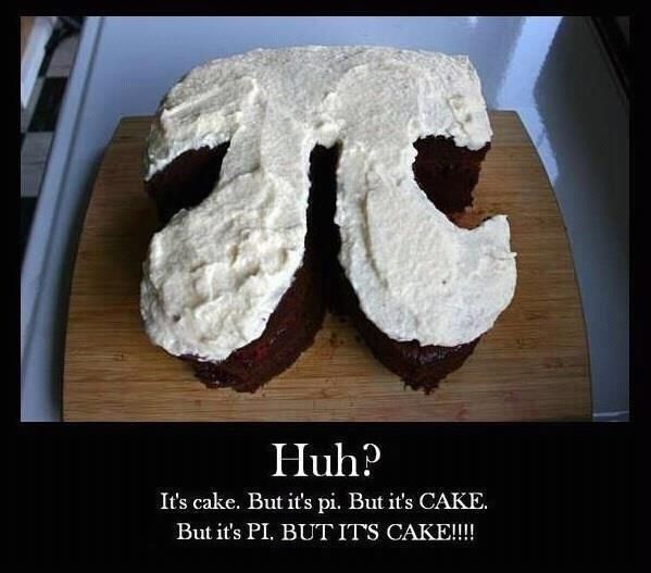 a cake in the shape form of the math symbol of pi