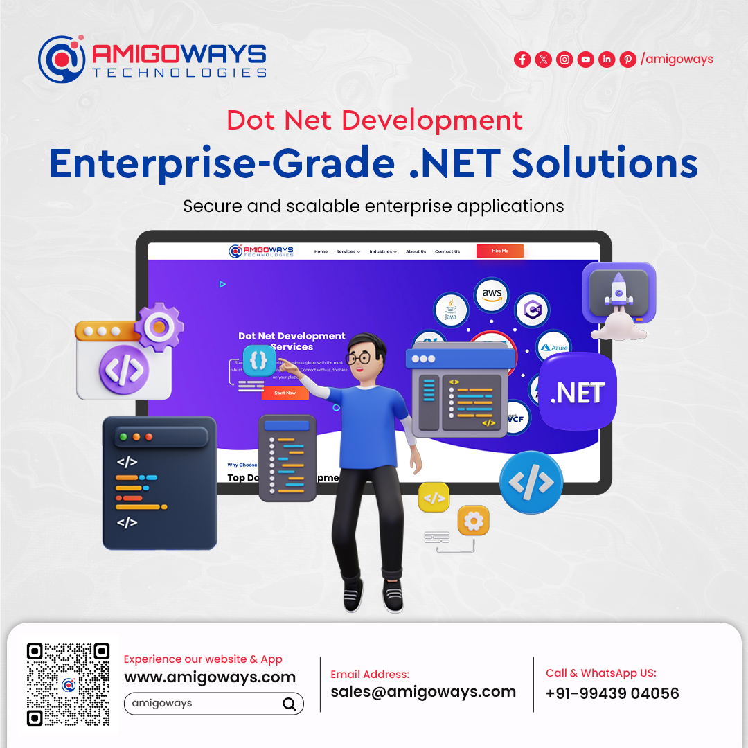 🚀 Enterprise-Grade .NET Development Solutions

Build secure, scalable, and high-performance enterprise applications with expert .NET developers at Amigoways Technologies. 💻⚙️

Transform your business with powerful custom .NET solutions. 🔗 www.amigoways.com/dot-net-development

#DotNetDevelopment #ASPNet #Amigoways #SoftwareDevelopment #EnterpriseSolutions #WebDevelopment #CustomSoftware #TechSolutions #MaduraiIT #DotNetExperts