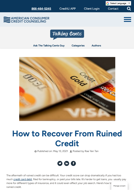 Information in the internet domain consumercredit.com