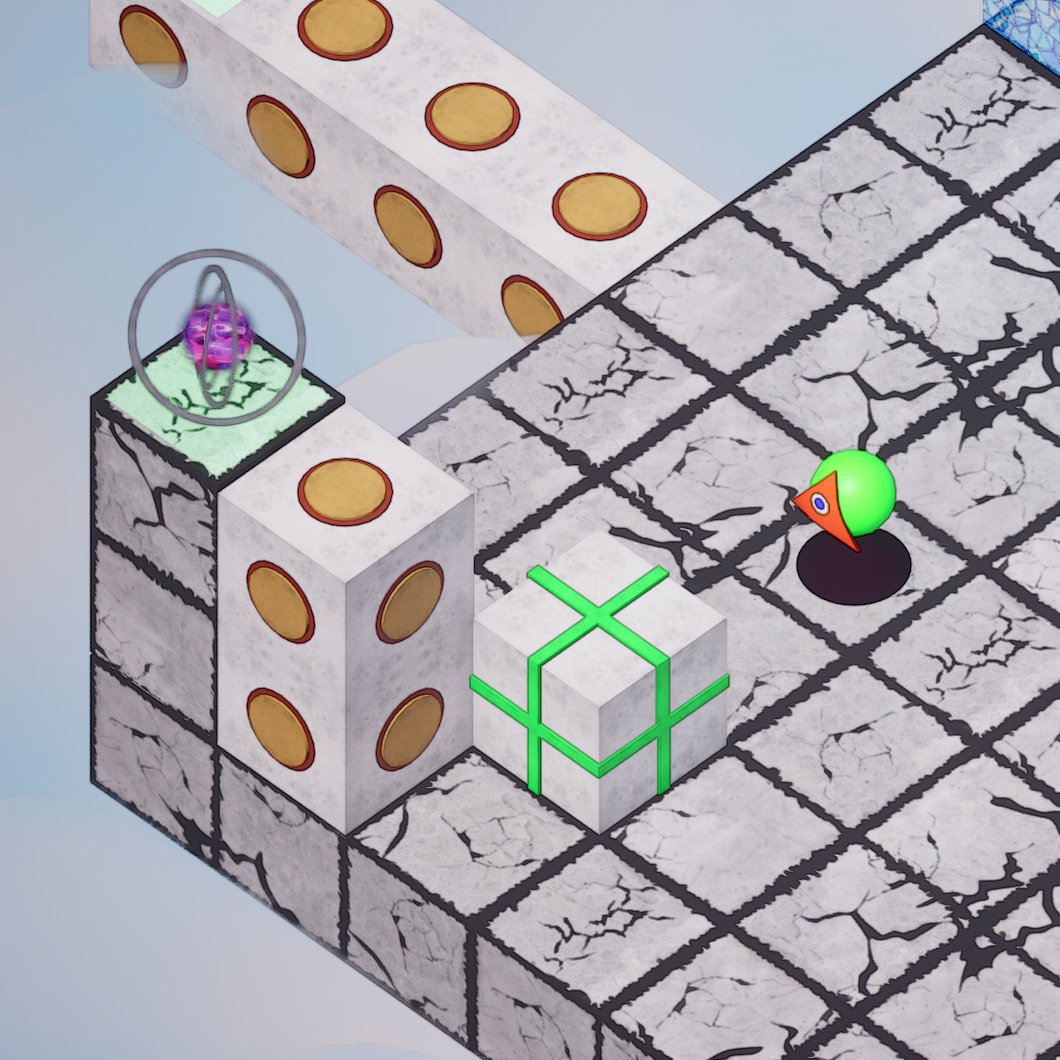 Mighty Morpho stacking a box to reach a Kozmos