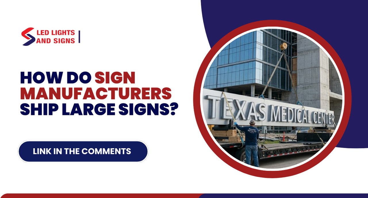 Learn how do sign manufacturers ship large signs. Heavy-duty flatbed transport for a custom corporate monument sign.