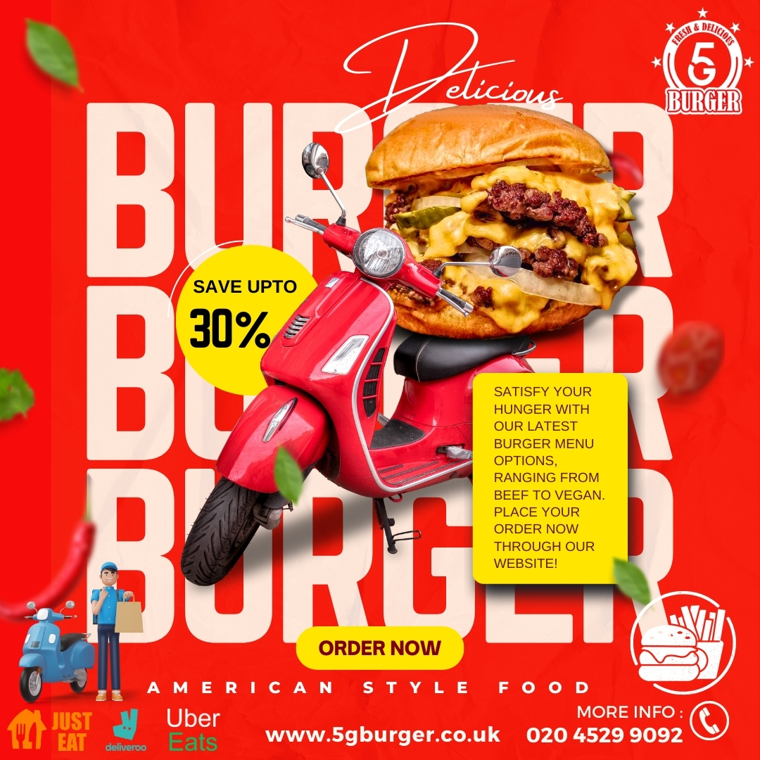 Experience the convenience of ordering online at 5G Burger and save valuable time by collecting your delicious meal in-store. Our American-style cuisine is the best in Dagenham, ensuring a satisfying treat every time. Skip the wait and savour the flavor with 5G Burger today! 