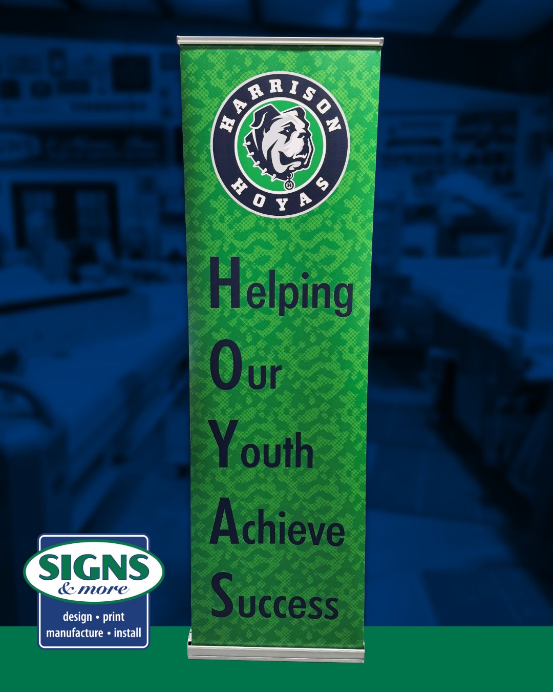 Custom retractable banner for Harrison High School by Signs and More Inc