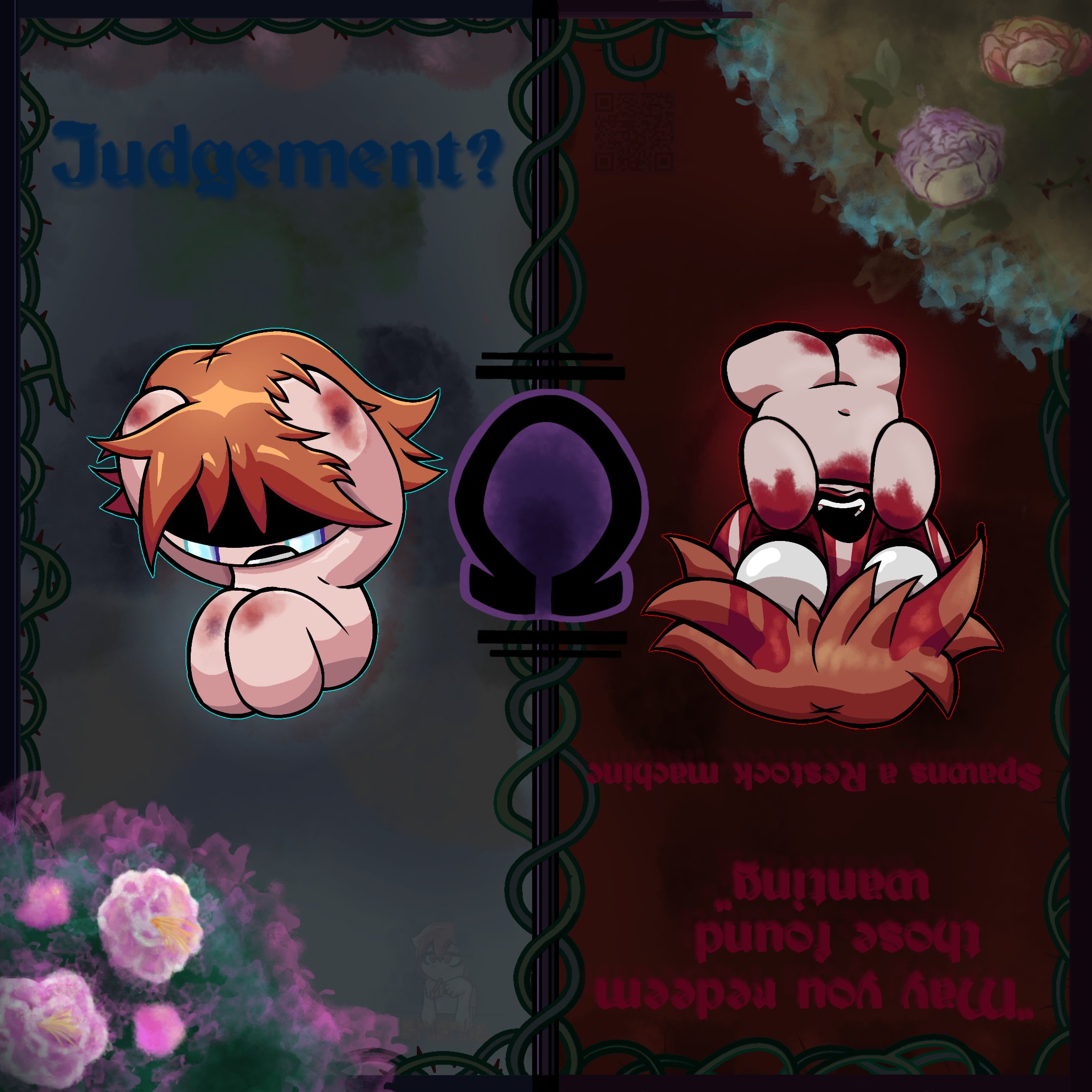 tboi repentance art out of NOWHERE, yap, coming back to make more art of things I like (I don't like T lazarus), reverse judgement being my fav card (duh), anyways bye (Dave where's week 8)