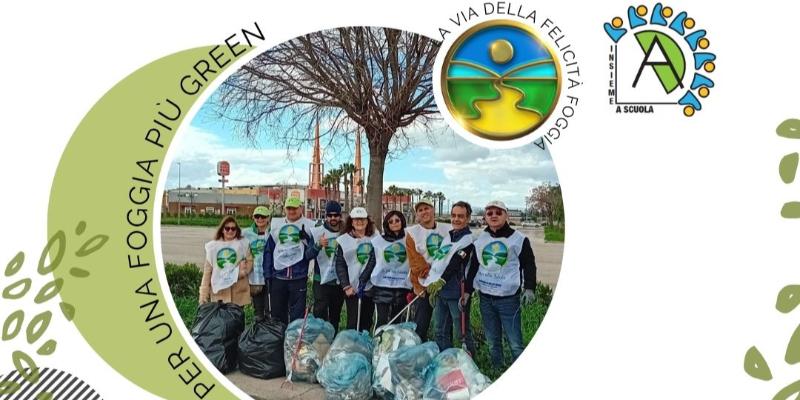 Volontari La Via della Felicità Foggia ripuliscono Rione Martucci: incontro di fronte scuola media Alighieri
