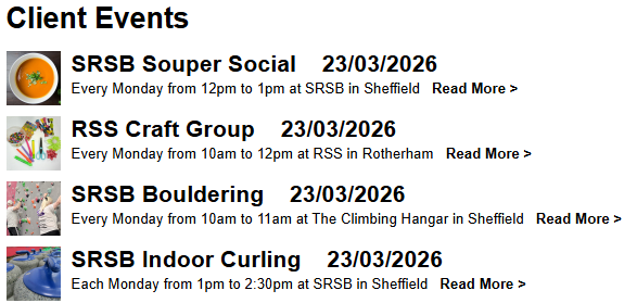 List of today's events
Always check for changes on the day