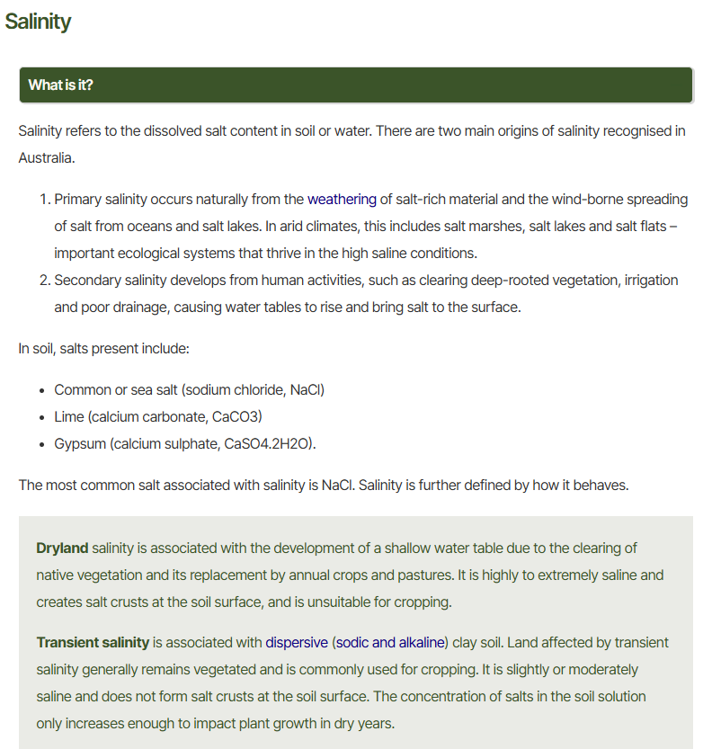 Samples of the salinity content in the Soil Quality Courses topic 'Chemical soil properties'