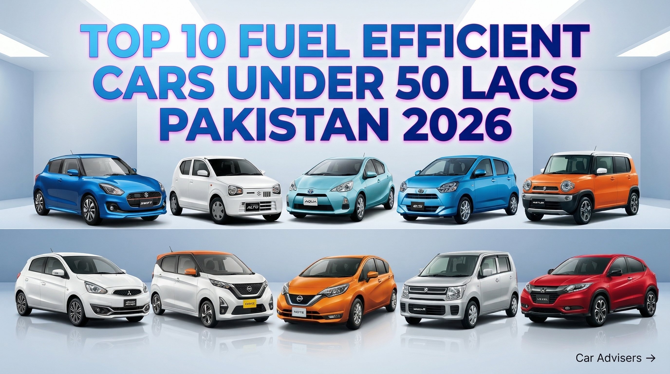 Top 10 Fuel-Efficient Cars Under 50 Lacs Pakistan 2026 🚗

Save fuel. Save money. Choose smart.

📖 Read Full Blog Now: https://caradvisers.com/blogs/top-10-fuel-efficient-cars-under-50-lacs-pakistan-2026