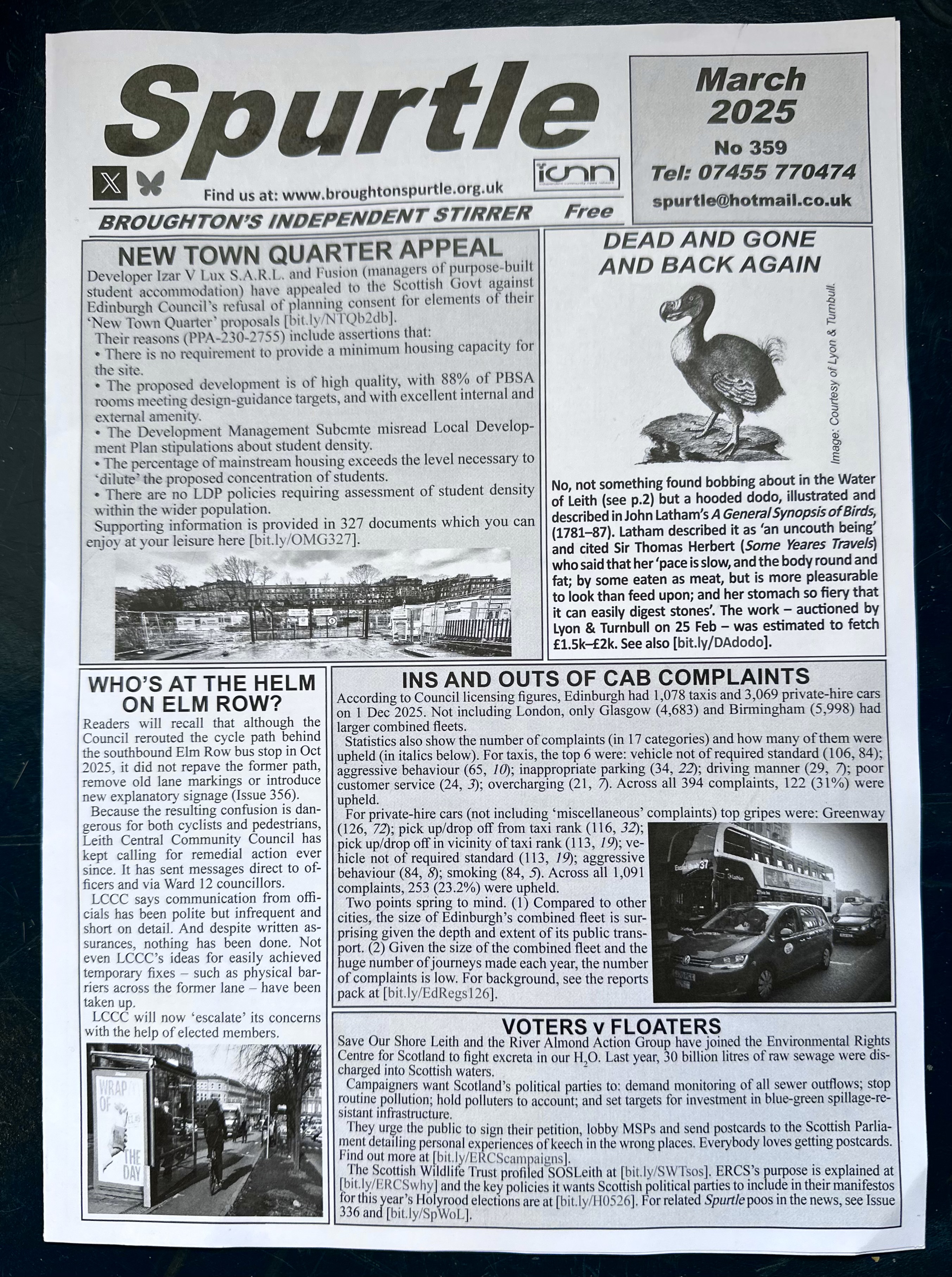 Front page of Spurtle's Issue 359.