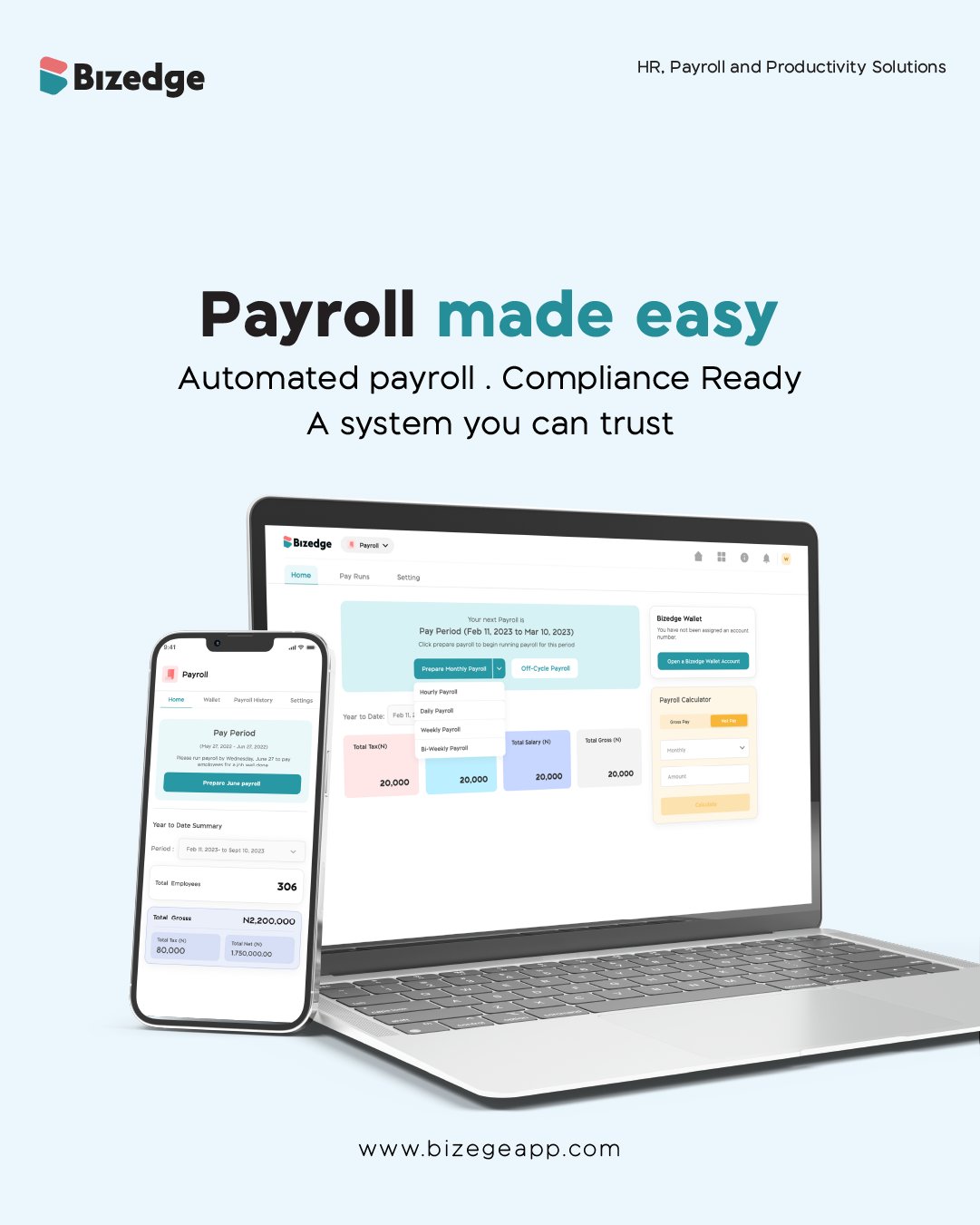 Payroll mobile screen - BizEdge post