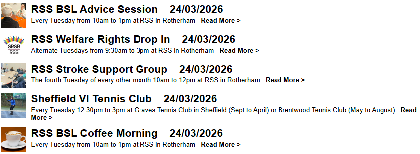 List of today's events
Always check for changes on the day