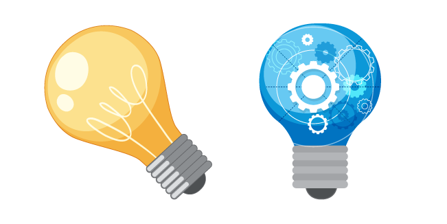 Yellow and Blue Light Bulbs Custom Cursor