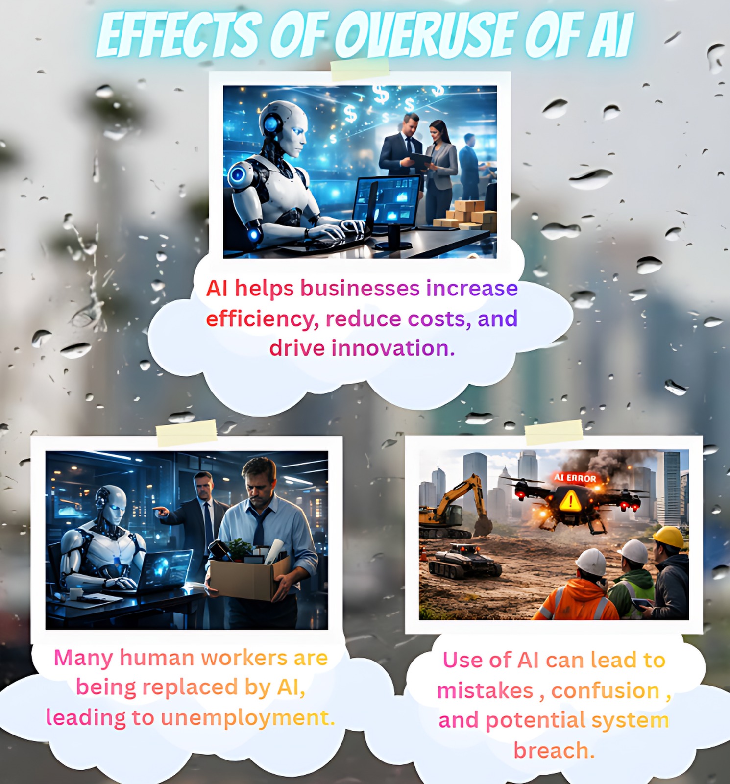 This poster was desigened on canva highlighting the effects of overuse of AI on buisness , jobs , industry etc.. for our Global Prespective Team Project.