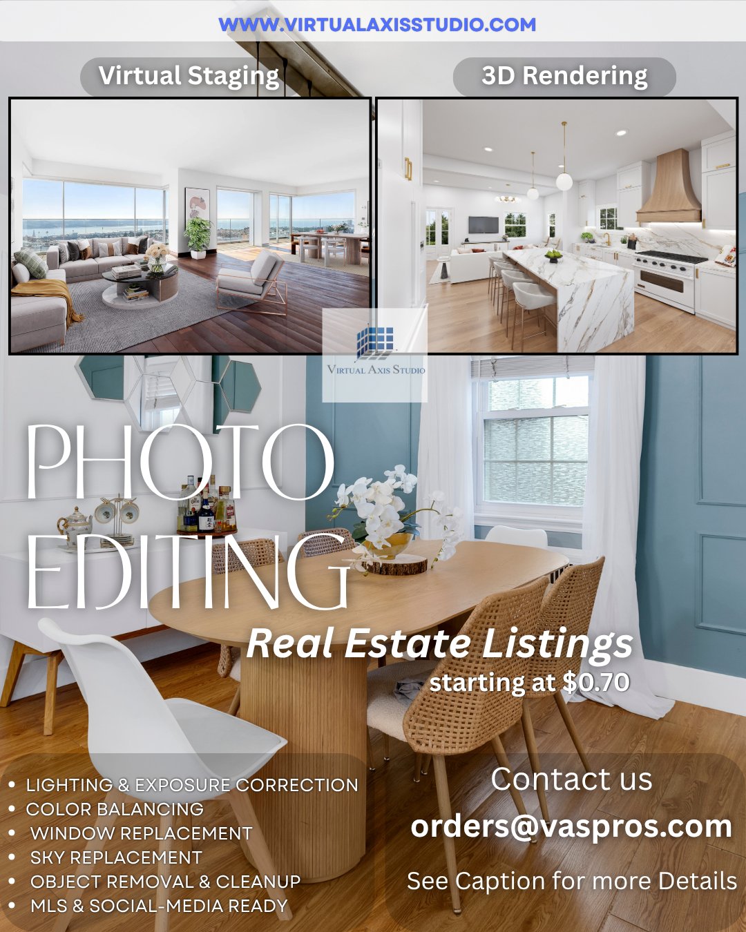 Enhanced real estate interior with virtual staging and lighting correction.