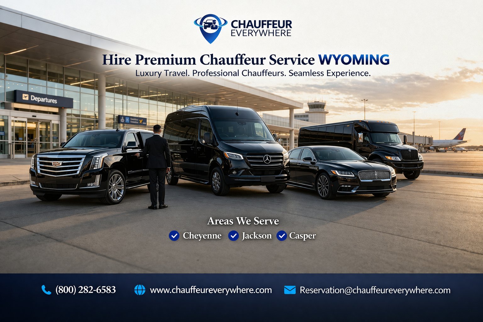 Discover the true meaning of refined travel with our Wyoming Chauffeur Service—where professionalism meets premium comfort. Whether you’re heading to Cheyenne, Jackson, or Casper, enjoy seamless rides, expert chauffeurs, and a first-class experience every time.