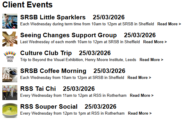 List of today's events
Always check for changes on the day