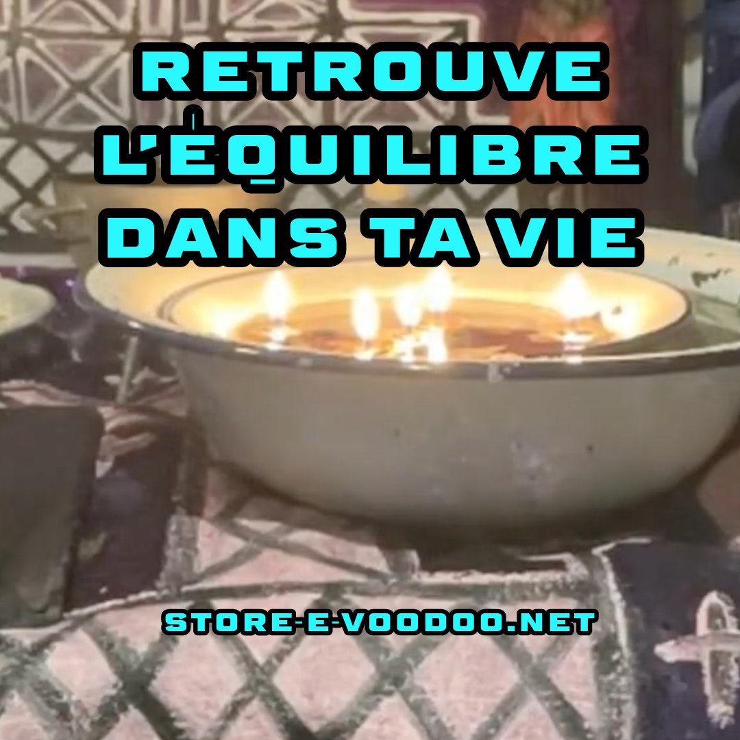 autel vaudou avec texte « Retrouve l’équilibre dans ta vie »