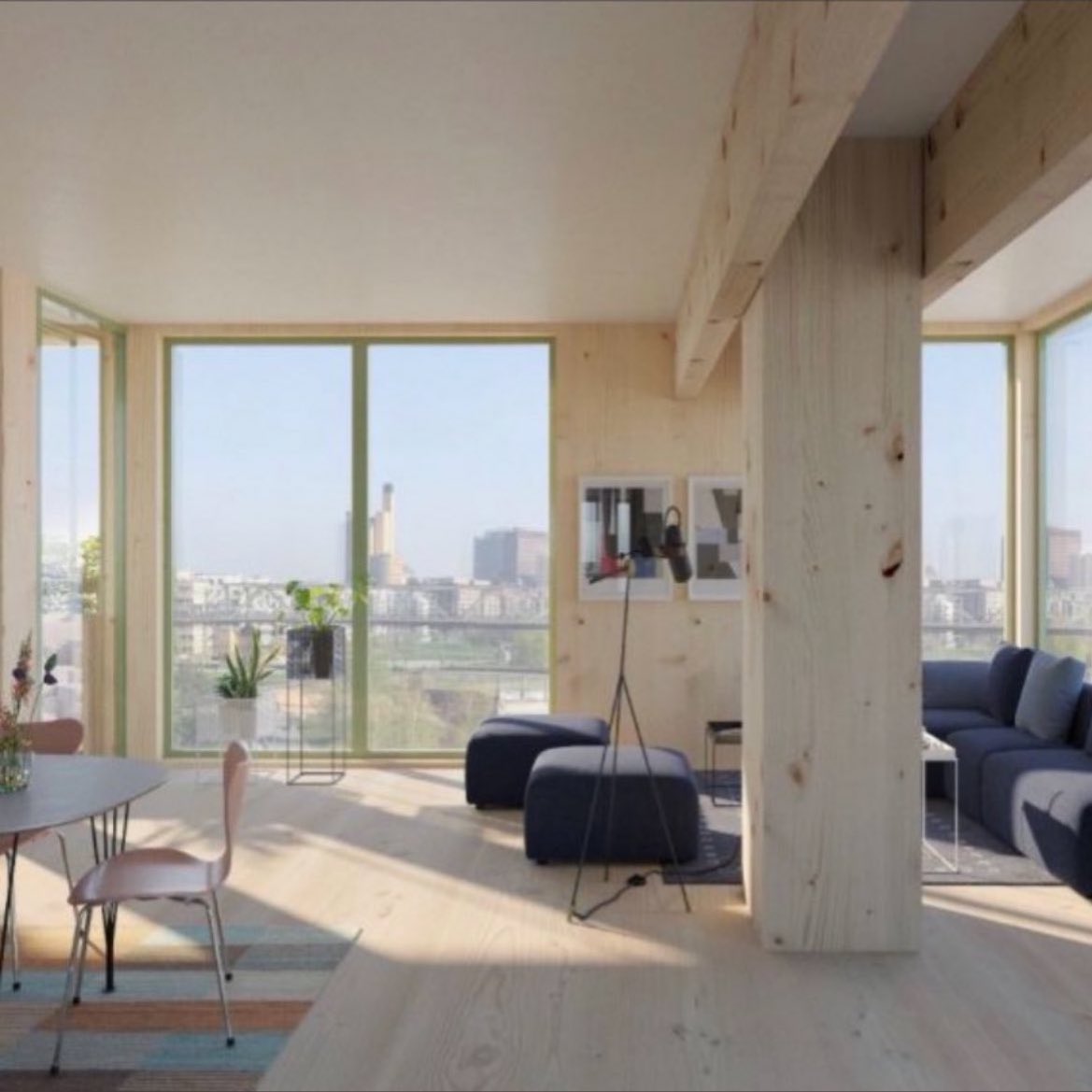 Das Foto zeigt das innovative Hochhaus in Holzbauweise, ausgewählt in einem Wettbewerb mit der Senatsbaudirektorin Regula Lüscher, das unweit des Anhalter Bahnhofes/Tempodrom entstehen wird: es zählt zu den innovativen Holz-Hochhäusern Europas in der Dekade 2020 bis 2030.
Ökologie, Energie, Grundrisse, grüne Elemente, sowie öffentliches Dachgeschoss.