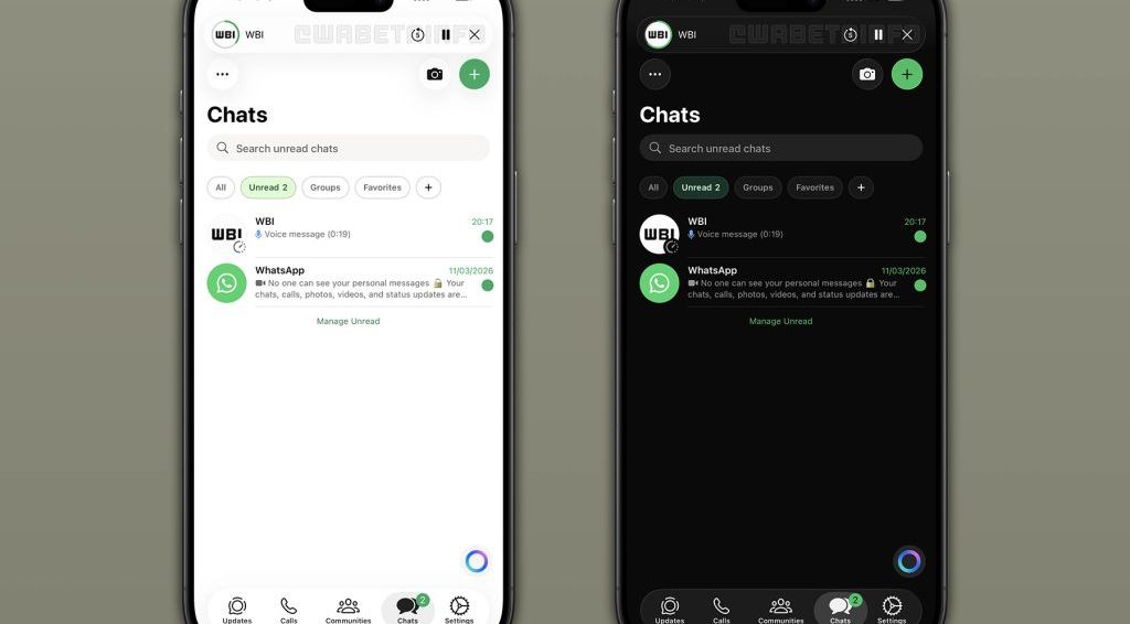 A close-up image of a smartphone screen displaying the WhatsApp application, with a voice message player interface visib