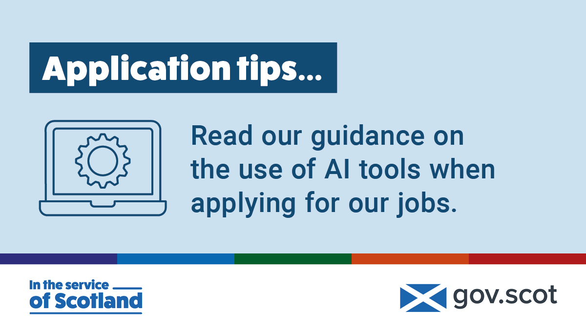 Application tips... Read our guidance on the use of AI tools when applying for our jobs. 