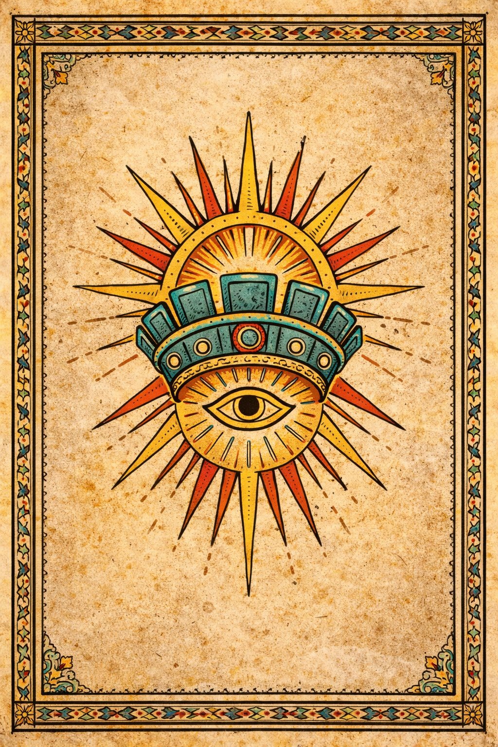 ☀️ The Eye of the Sun — Tonatiuh
The sun does not just shine. It watches.
In Aztec belief, the sun demanded blood to rise each morning. Without sacrifice — no dawn.