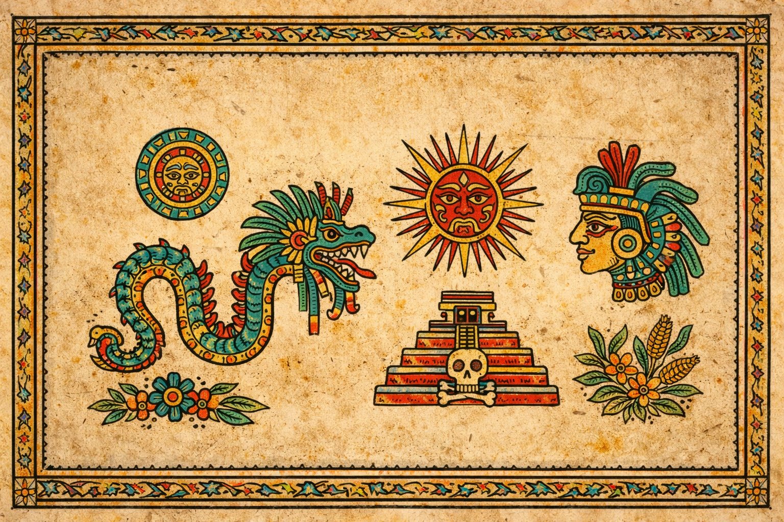 🐍 The Aztec Codex — Symbols of an Empire
Quetzalcoatl, the feathered serpent. The sun god with a human face. A pyramid built for sacrifice. A warrior king who ruled it all.
A civilization that read the stars before we knew they existed.