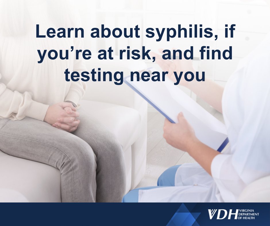Patient sitting with hands clasped during a medical consultation about syphilis testing options nearby.
