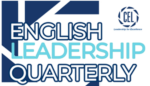 English Leadership Quarterly journal logo in navy blue and teal with Conference on English Leadership (CEL) circular emblem in upper right corner