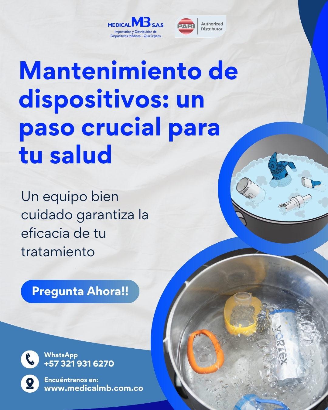 Tu dispositivo respiratorio es tu aliado. ¡Cuídalo para que él te cuide a ti! 

💖La limpieza y el mantenimiento adecuados de nebulizadores, inhalocámaras y dispositivos PEP son esenciales para prevenir infecciones y asegurar su funcionamiento óptimo. Un equipo bien cuidado garantiza la eficacia de tu tratamiento.

Sigue nuestras recomendaciones de higiene y prolonga la vida útil de tus dispositivos. ¡Tu salud es lo primero!

#MantenimientoDispositivos #HigieneRespiratoria #PARI #CuidadosDeSalud #Prevención #SaludPulmonar 