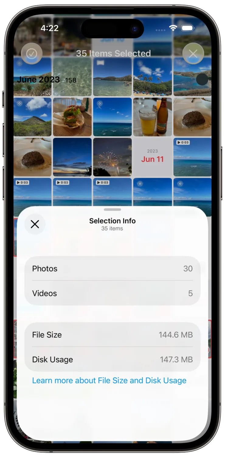 HashPhotos Selection Info