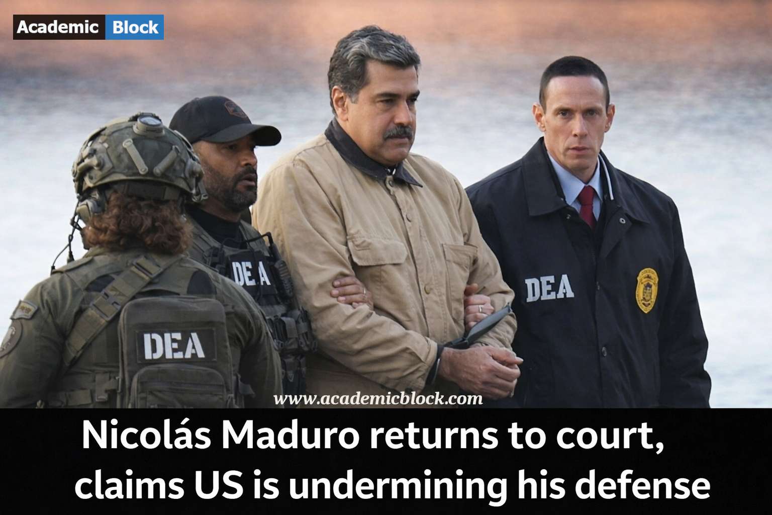 “Venezuelan leader Nicolás Maduro seen during a court-related moment, associated with ongoing U.S. legal proceedings involving allegations of restricted defense resources.
