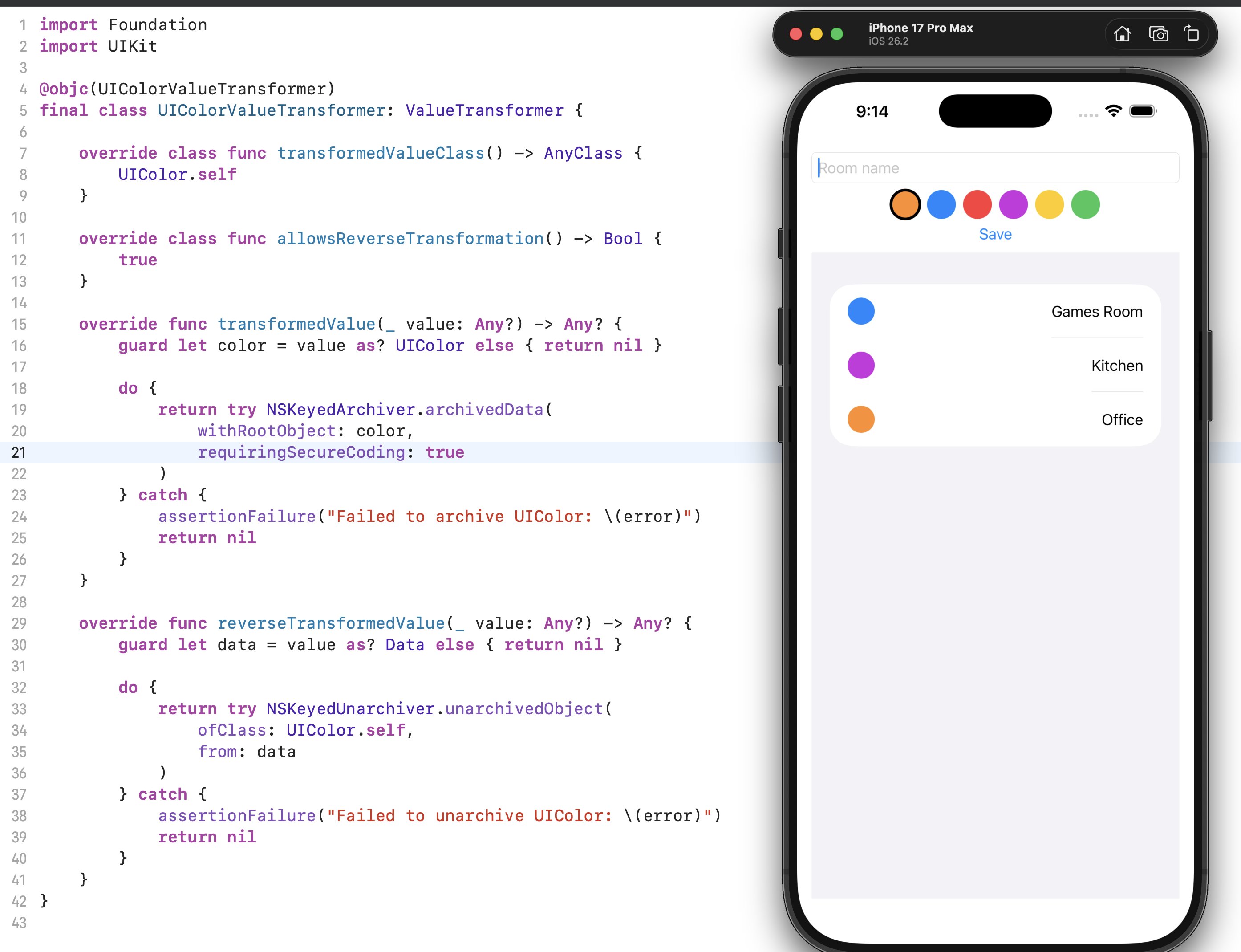 Working on new chapter for #SwiftData book. 

Transformable Types 