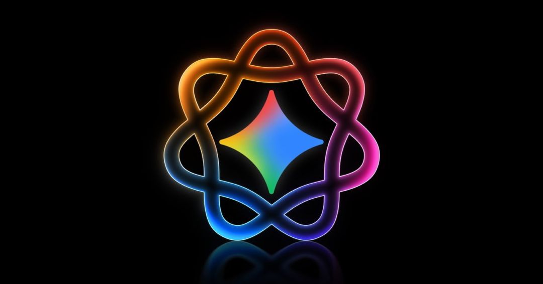 Close-up of an iPhone screen displaying the Apple logo, with abstract AI neural network patterns in the background.