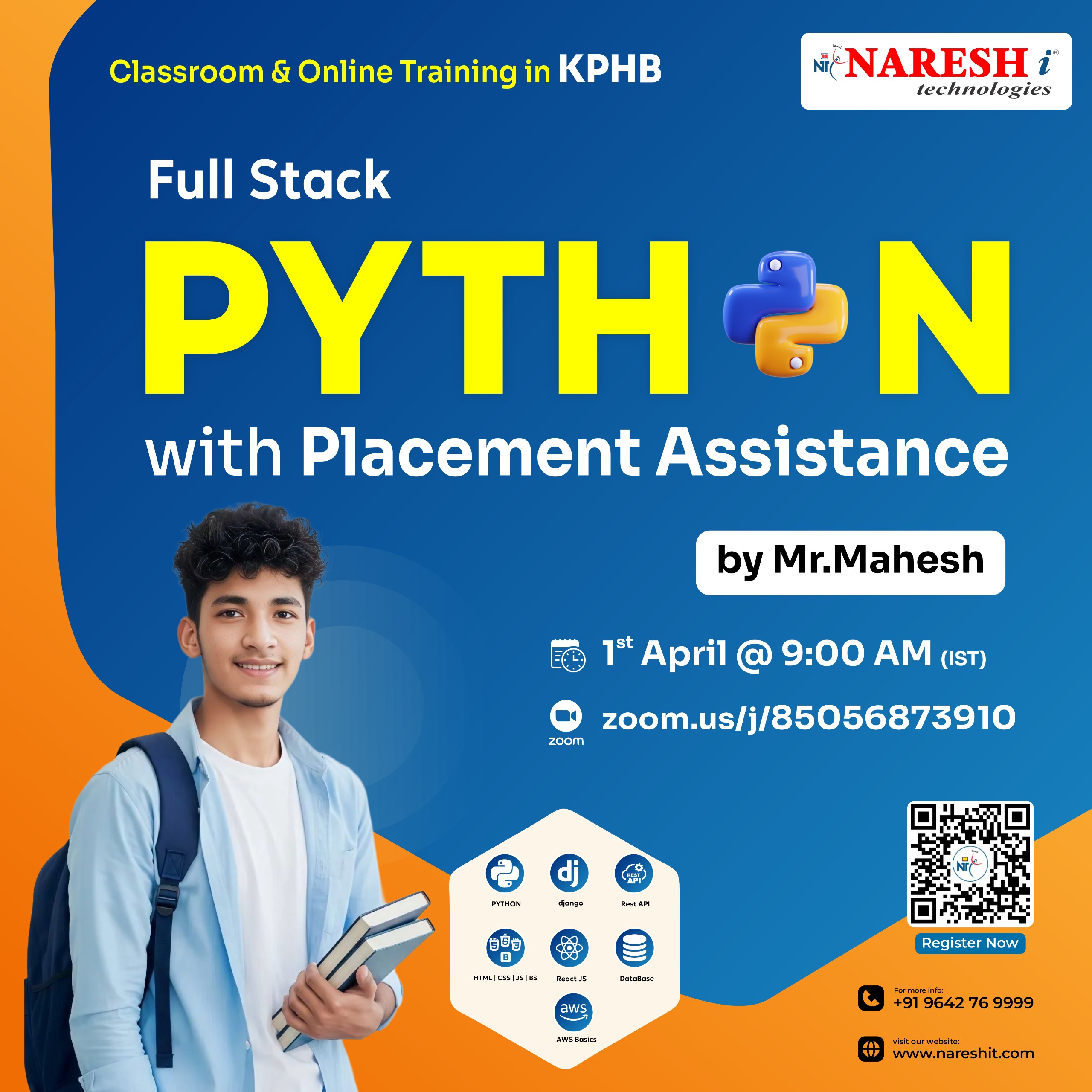 Full Stack Python with Placement Assistance workshop by Mr. Mahesh on 1st April at 9:00 AM (IST). Register here: https://t.ly/YKTWu