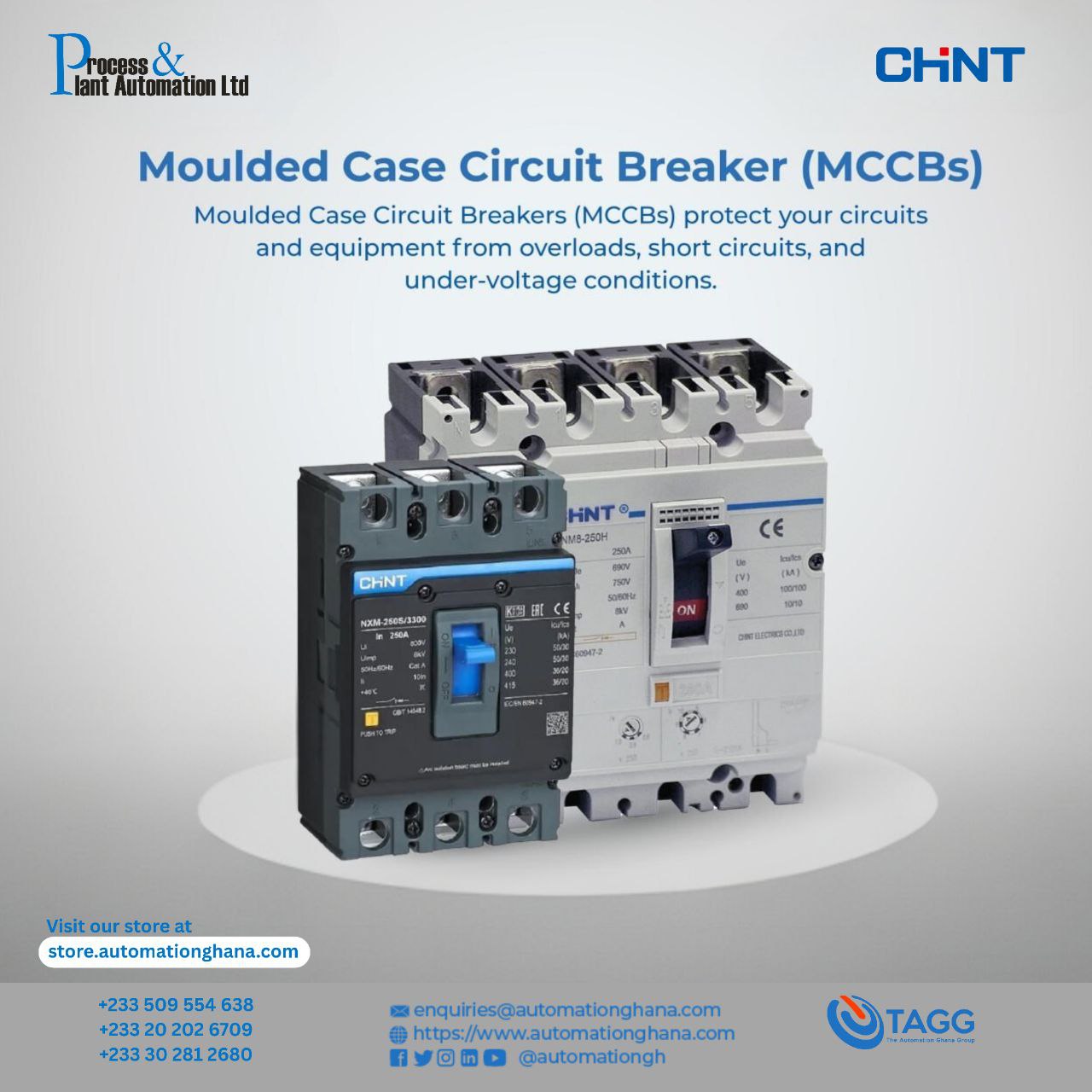 Chint Molded Case Circuit Breakers available from The Automation Ghana Group.