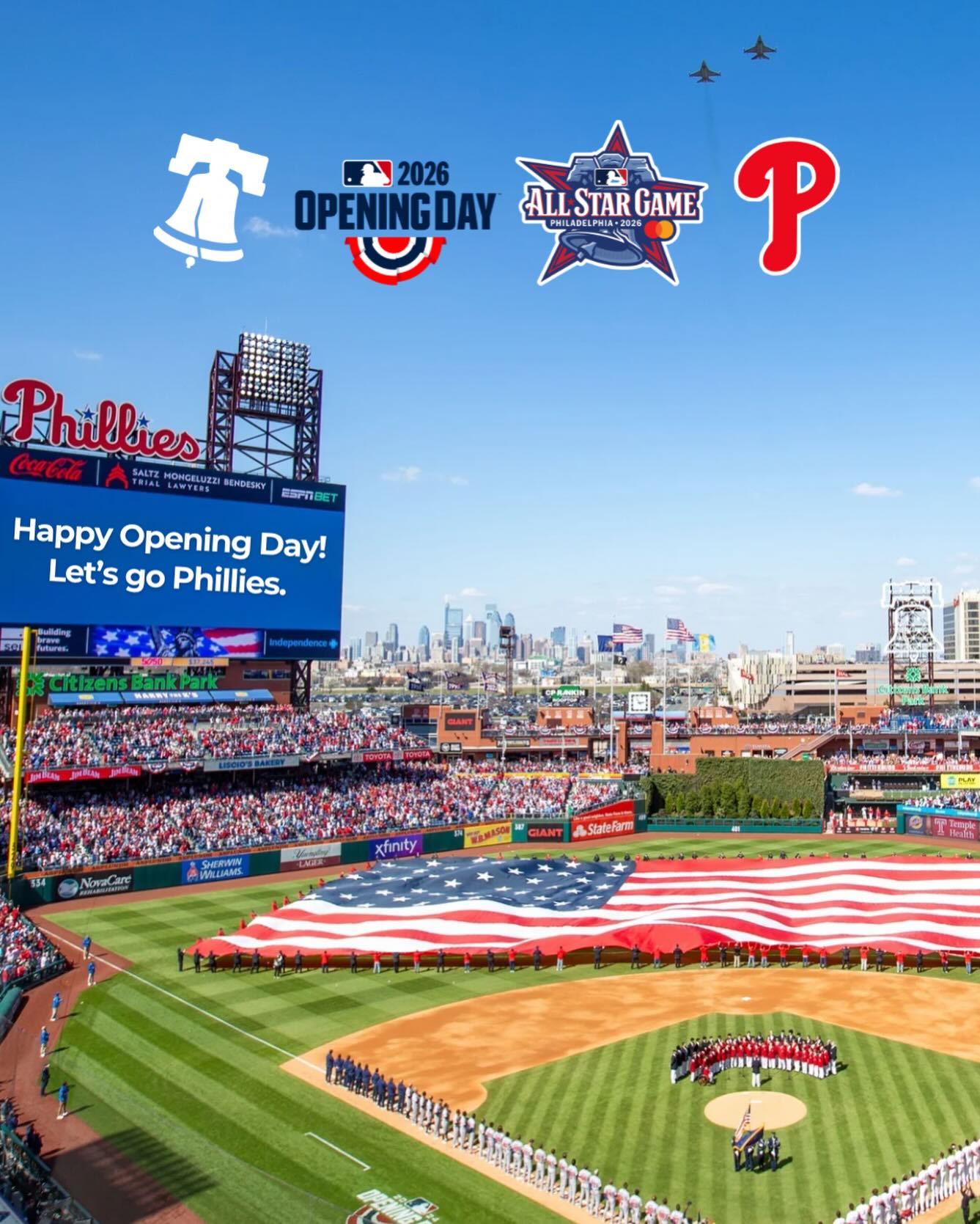 Citizens Bank Park baseball field in Philadelphia during Opening Day for the Phillies.