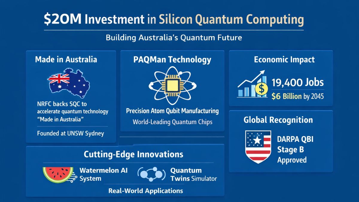 The National Reconstruction Fund Corporation (NRFC) has announced a $20 million investment in Silicon Quantum Computing (SQC), a significant step to establish Australia as a world leader in the “deep tech” industry. The goal of this strategic capital infusion, which was announced on 2026, is to guarantee that the next generation of computers is “Made in Australia” and to hasten the commercialization of quantum technologies developed in Australia.
A Sovereign Manufacturing Powerhouse
Founded in 2017 at the University of New South Wales (UNSW) in Sydney, SQC is a unique company in the world. As of right now, it is the only business in the world that can produce quantum chips with atomic accuracy. In addition to its strength in research, SQC is a key component of Australia’s independent industrial capacity since it is one of the few semiconductor production firms in the country.