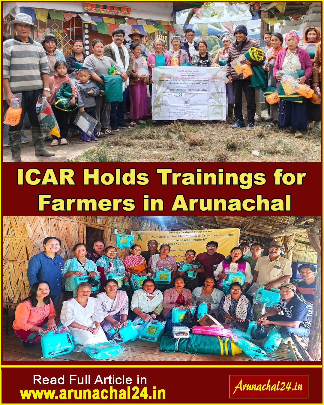 ICAR Basar conducts multi-location training programmes in Shi-Yomi district, focusing on millet cultivation and nutrition gardening for tribal farmers.