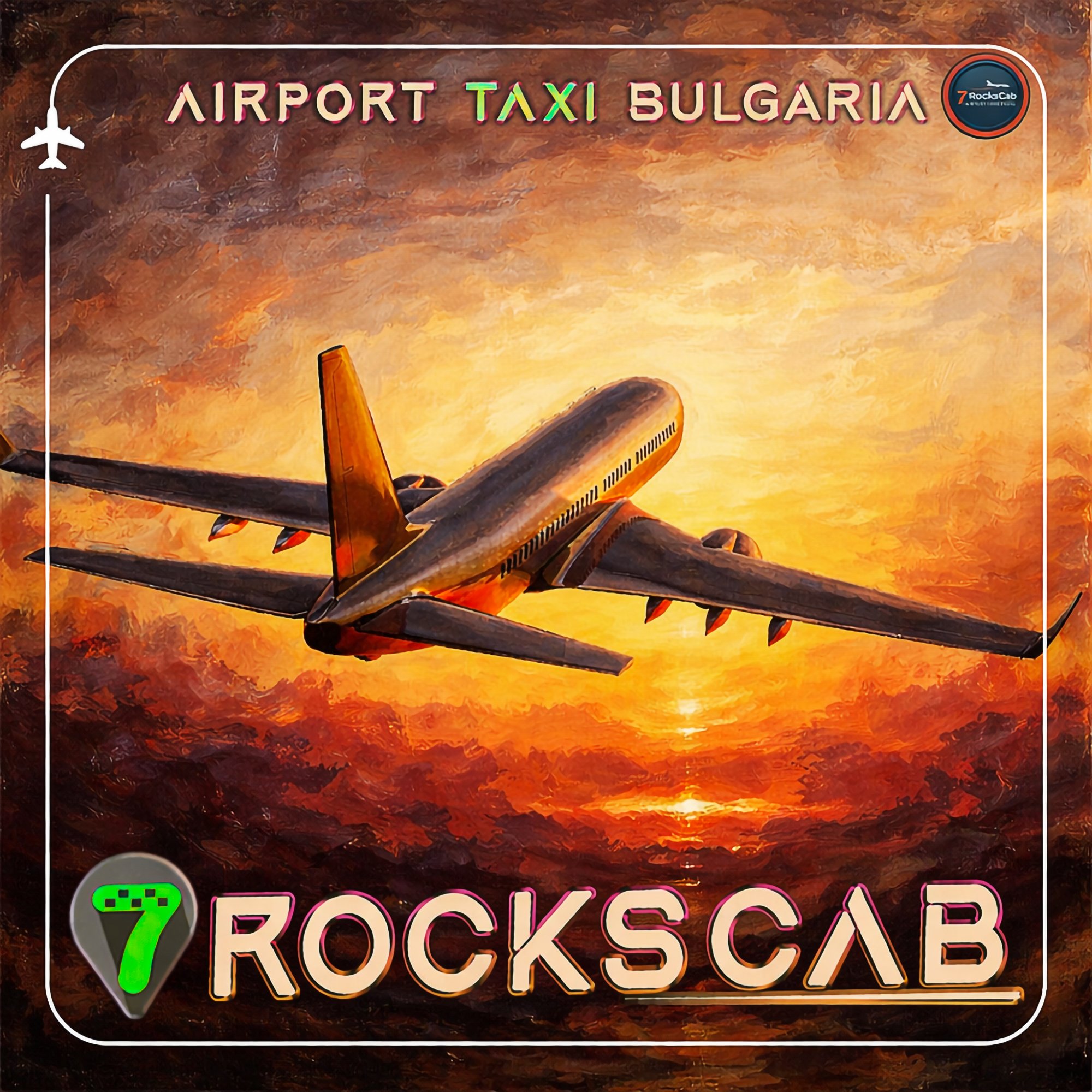 7rockscab airport taxi transfer service Bulgaria jet night sky