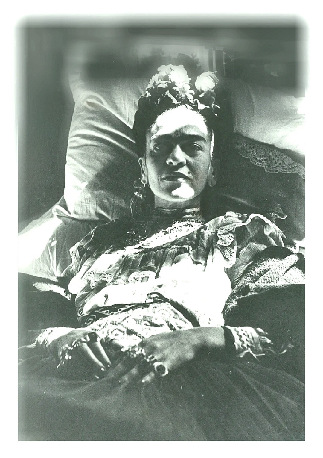 Bernice Kolko photograph of
Frida Kahlo In Bed At Her Home, Coyoacan, 1952