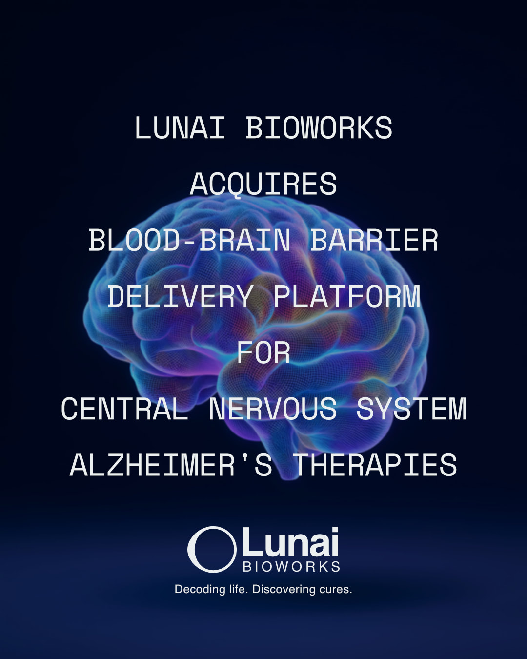 Lunai Bioworks acquires blood-brain barrier delivery platform for central nervous system Alzheimer’s therapies