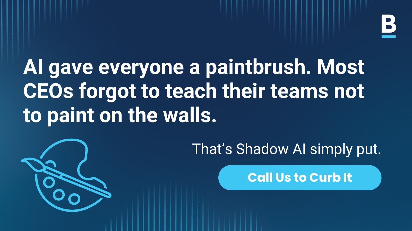 Critical warning from Baseline IT Consulting about Shadow AI—the growing problem of employees adopting unauthorized artificial intelligence tools without IT oversight or governance. The paintbrush metaphor illustrates the issue perfectly: AI gave everyone a powerful creative tool, but most San Diego CEOs forgot to teach their teams not to paint on the walls. Employees are using ChatGPT, Grammarly, Jasper, copy.ai, and countless other AI tools to boost productivity, often entering sensitive company data, customer information, or proprietary content into unvetted third-party systems. This creates massive security vulnerabilities, compliance violations, intellectual property leaks, and data governance failures. Shadow AI poses particular risks for healthcare organizations violating HIPAA, financial services breaching SEC regulations, and any company handling confidential information. Baseline IT Consulting helps San Diego businesses address Shadow AI