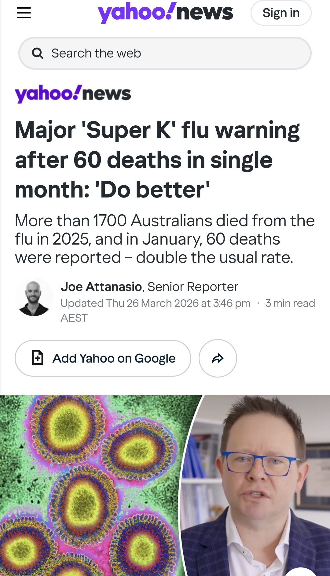 Major 'Super K' flu warning after 60 deaths in single month: 'Do better'

