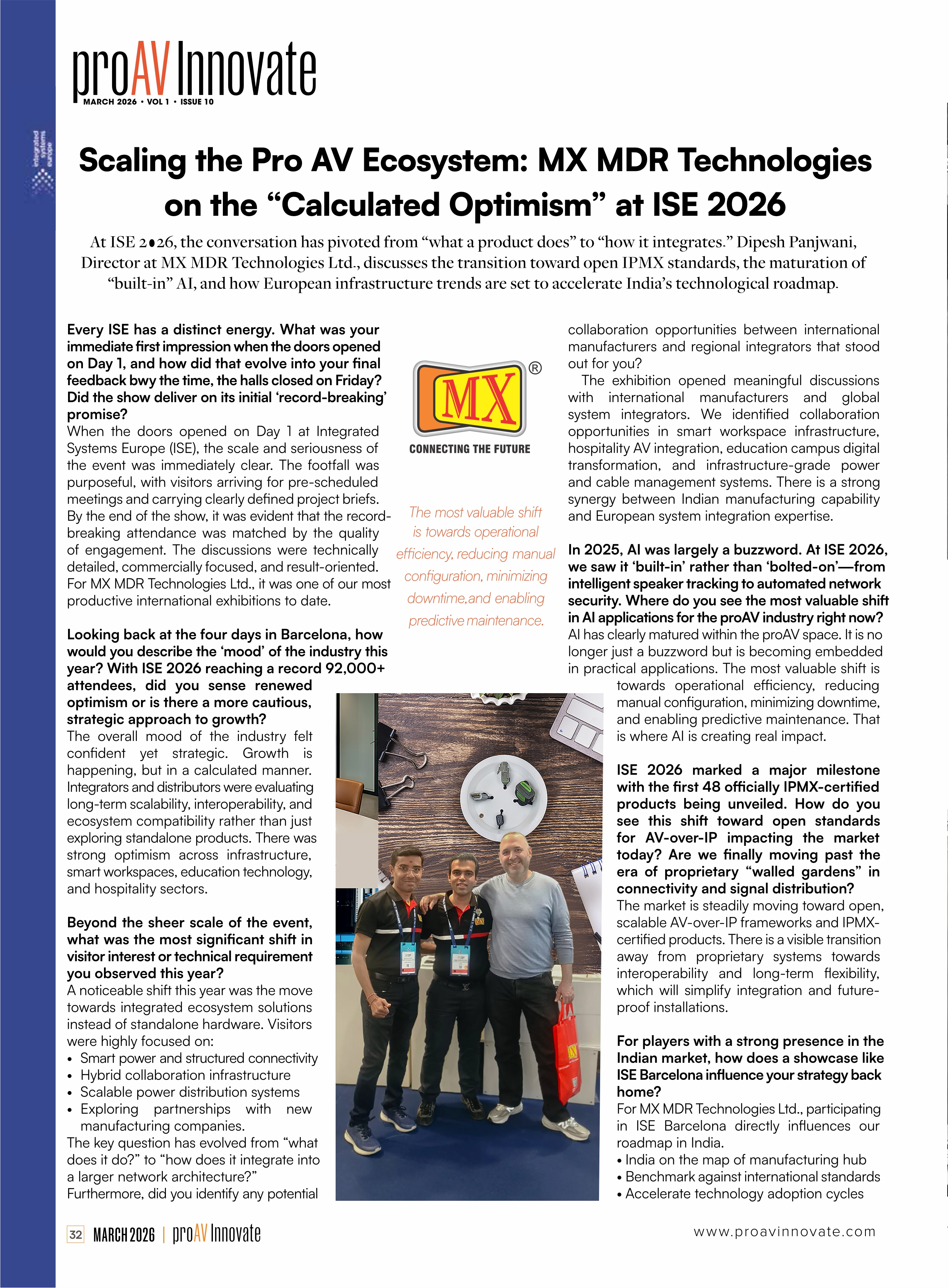 ISE 2026 marked an important milestone for us, bringing together innovation, design, and global engagement.
We’re proud to have our journey featured in ProAV Innovate.
Thank you @proavinnovate for recognising our efforts and presenting our story so thoughtfully to the industry.
Discover our latest videos—watch now on YouTube: https://rb.gy/rbrxih
#Gratitude #Featured #MediaCoverage #Exhibition #SuccessStory #Innovation #MX