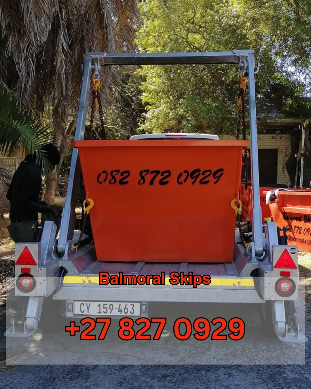 Construction skip placed near a renovation project